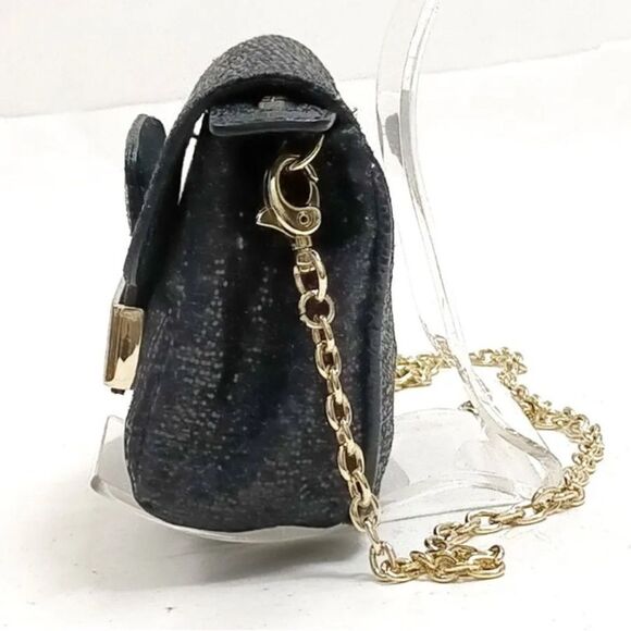 Auth Jimmy Choo Black Glitter Fabric Mini Caro Crossbody Bag Preloved Purse - Picture 2 of 7